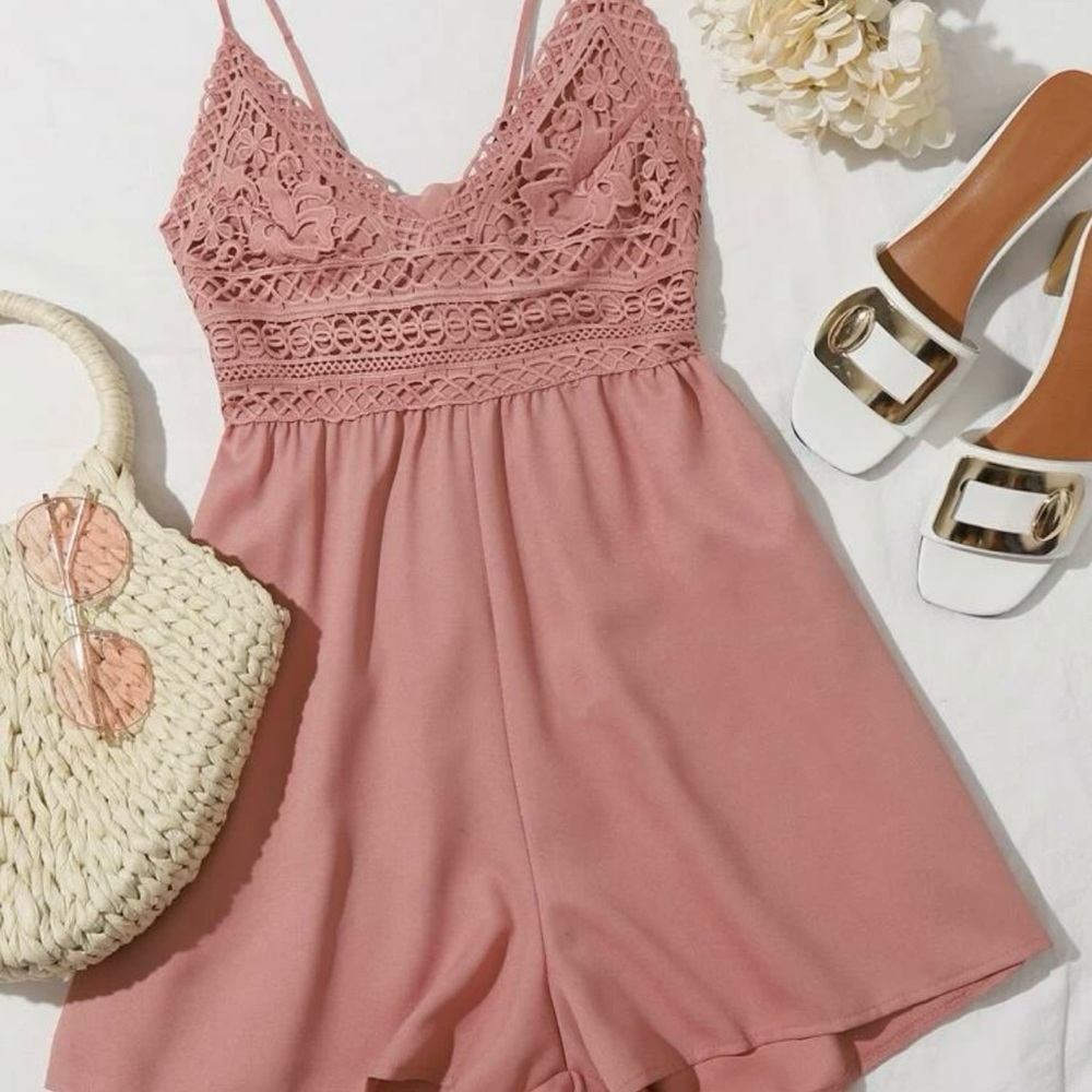 Lace Open Back Romper